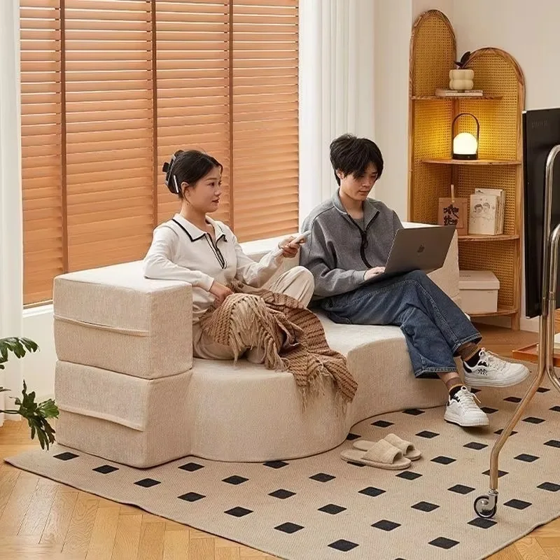 Smart Chenille Sofa Bed Multifunctional Convertible Foldable Design Space-Saving Living Room Sofa for Studio Apartments