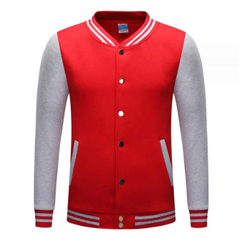 METAL BUTTON Team Uniform College Women Men Varsity Baseball Jacket Letterman Coat Girl Boy Maroon Red Navy Blue