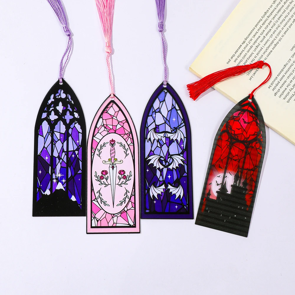 Fantasy Acotar Stained Glass Window Bookmark Fourth Wing Fantasy Novel Fan Book Accessory Spicy Bookmark for Women