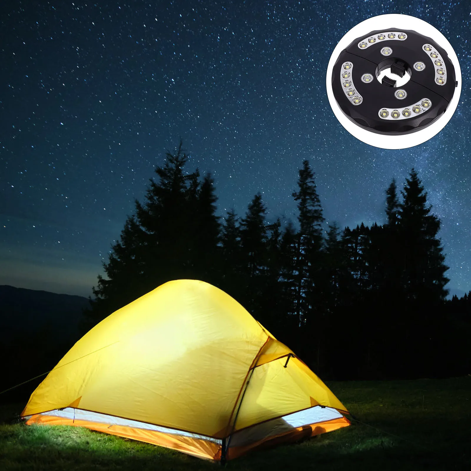 

20+8 Led Umbrella Tent Lamp Portable Camping Lantern Outdoor Emergency Light Garden Party Decor Black Usb Rechargeable Solar