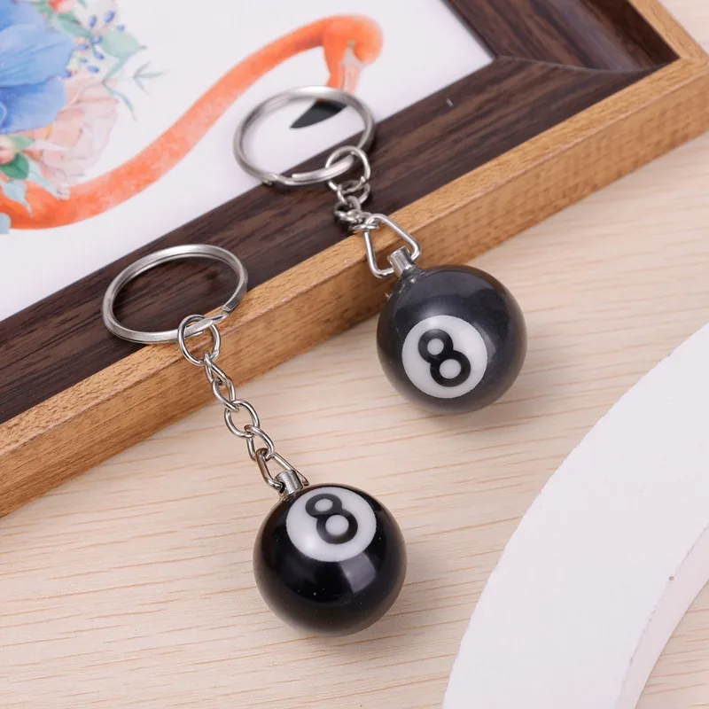 8 Ball Keychain Creative Lucky Black Round Ball Charm Key Ring Gift and Magic Jewelry Accessories for Billiards Love Players