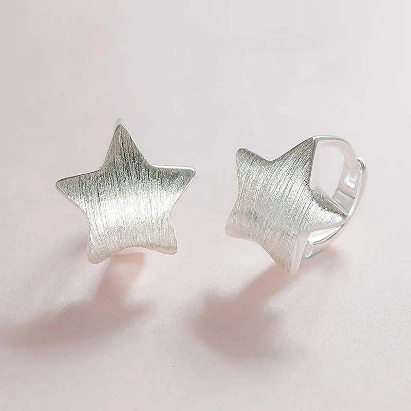 KOFSAC Frosting Unsmooth Earrings For Women Trendy New Star 925 Sterling Silver Hoop Earring Jewelry Simple Ear Accessories