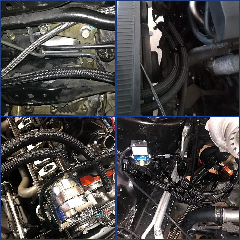 1M AN10 10AN Black Braided Oil Fuel Fittings Hose End 0+90 Degree Oil Adaptor Kit Oil Fuel Hose Line