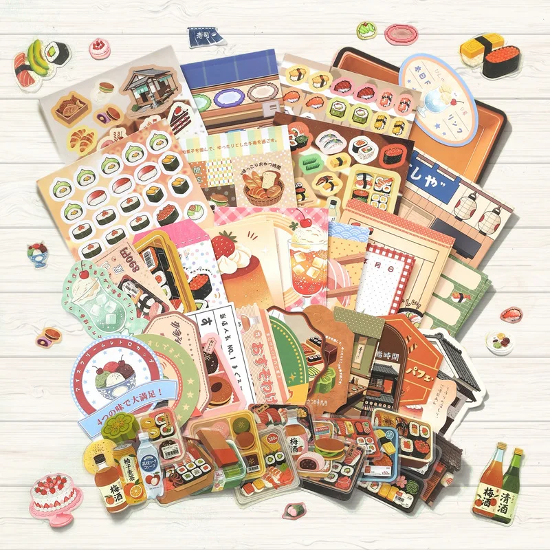 77Pcs Lunch Box Series PET Sticker Pack Cute Food Menu Snack Fruit Diary Album Craft Decoration