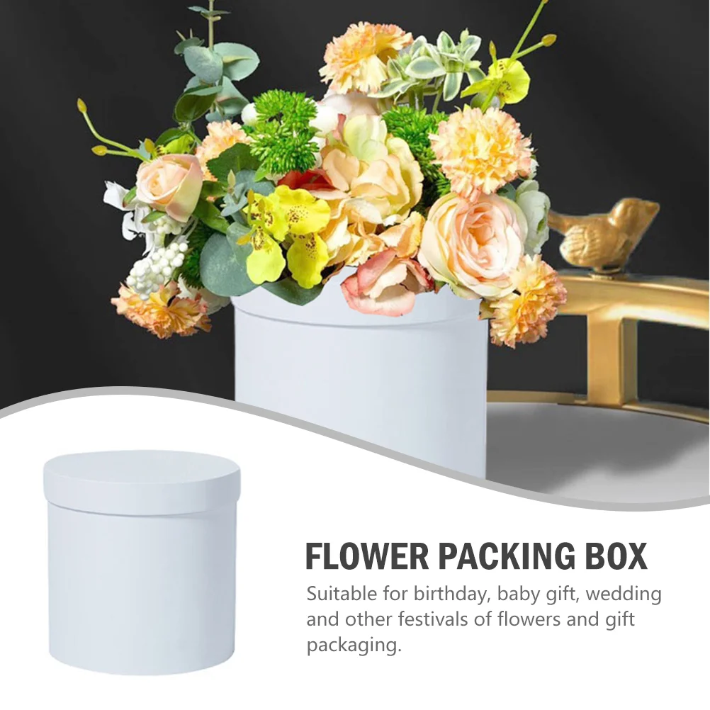 Bouquet Box Boxes White Gift Bags Flower Packaging Paper Paperboard Case Artificial Flowers for Outdoors Wrapping Cylinder