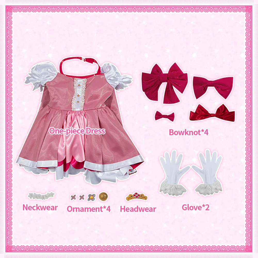 Go! Princess Pretty Cure Cure Flora Cosplay Costume Lovely Girl Pink Dress Uniform  Halloween Party Role Play Outfit