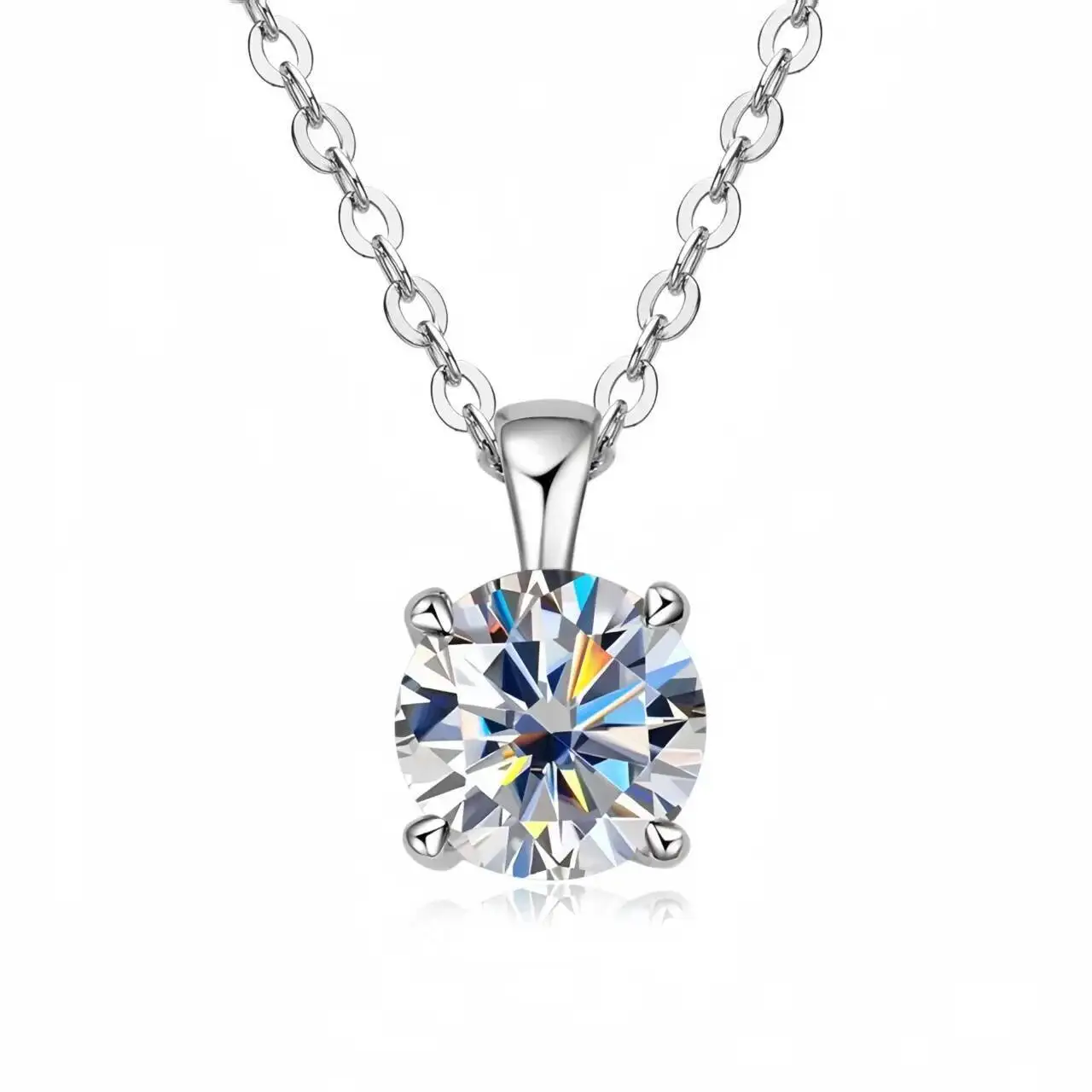 Ty 6,5 mm 1 Karat D Moissanit Solitär-Tropfenhalsketten, 18 Karat vergoldeter Anhänger, original echte 925er Silberkette, Schmuck für Damen – Detail 9