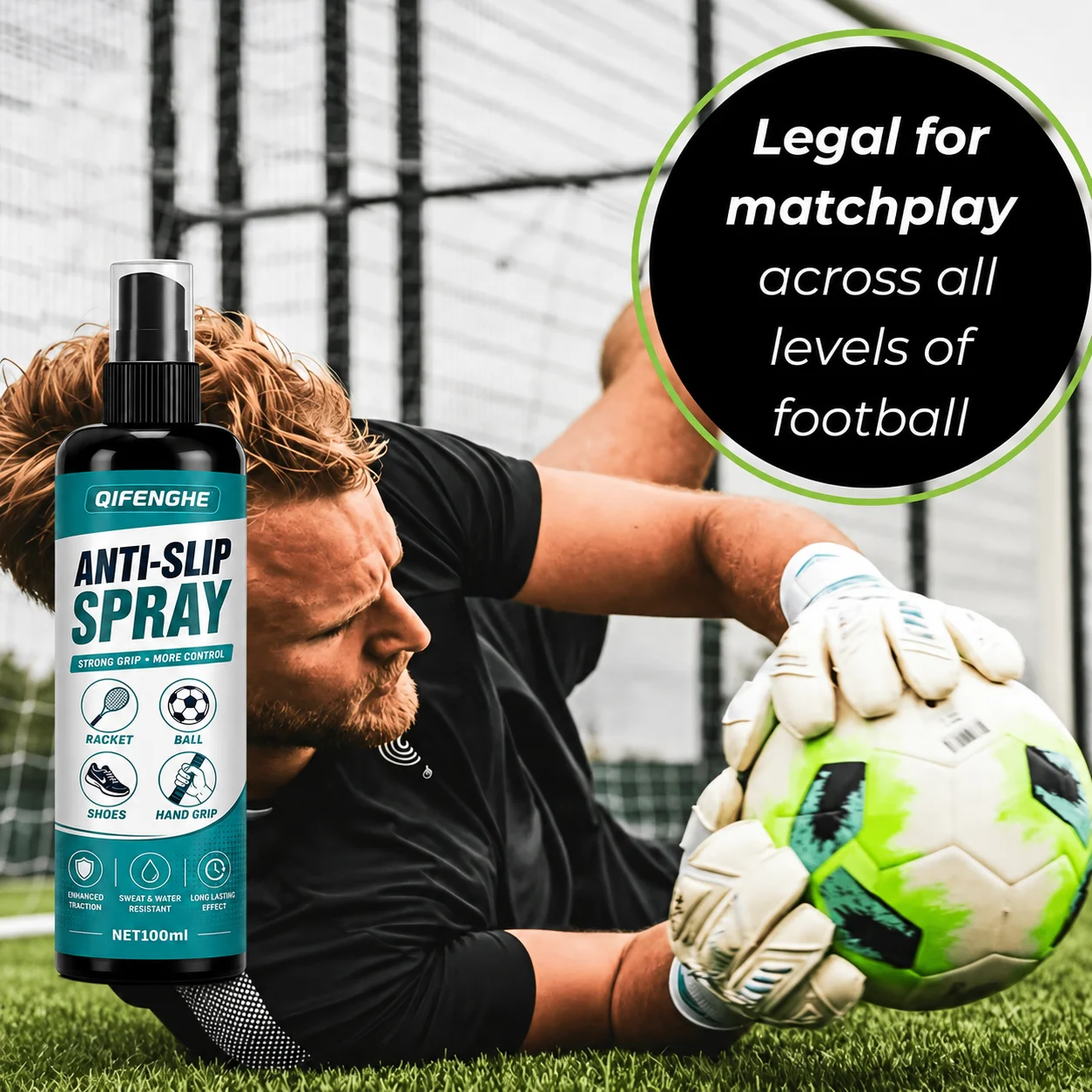 Unit Professional Goalie Glove Adhesive Spray, Grip Enhancer, Polypropylene Container with Snap Lid, Designed for Adult Goalkeep