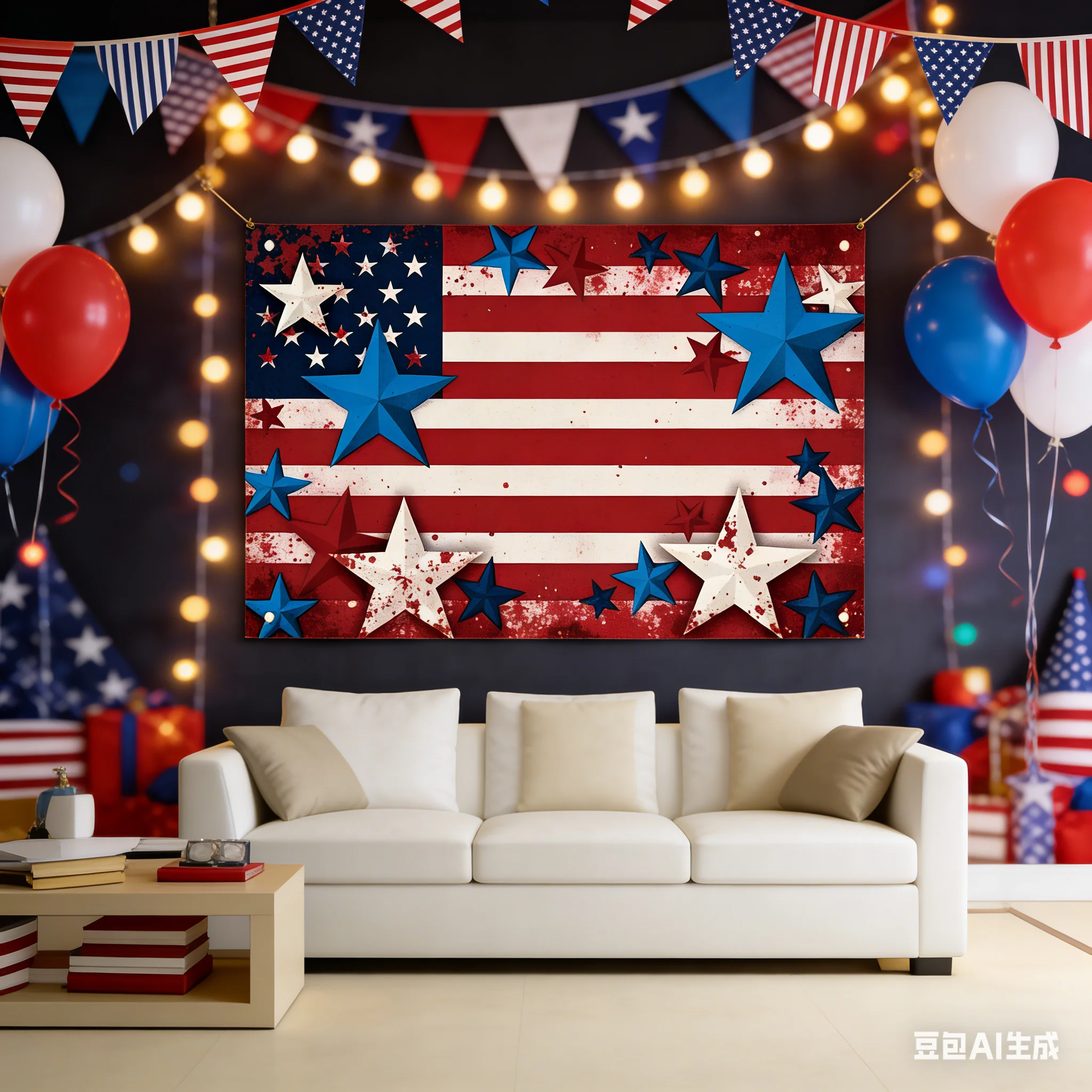 1pc 4th of July Patriotic Tapestry, Polyester 2D Print, Wall Hanging for Home Party Dorm, Stars and Stripes Decor for American I