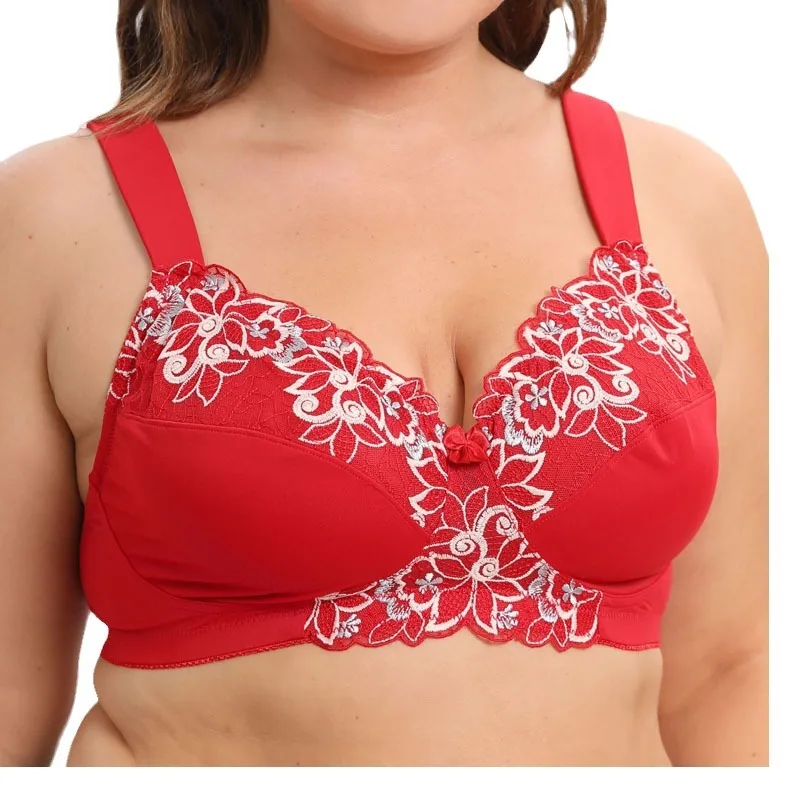 Ultra Thin Embroidered Large Plus Size Lingerie For Women Stick On Bra Underwear C D DD DDD Cup Brasier Mujer 34 36 38 40 42 44