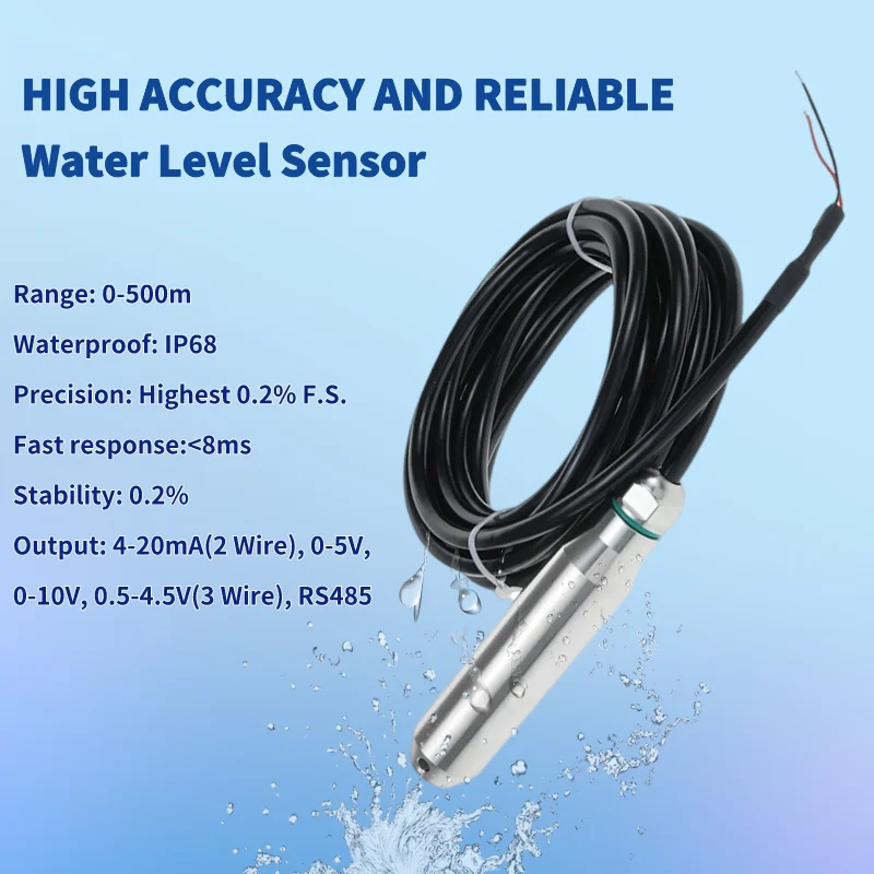 0-10V Output Quality Oil Water Level Sensor DC24V Hydrostatic Liquid Level Transmitter Probe Liquid Level Meter