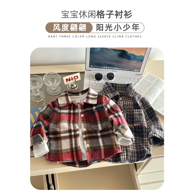 Kinder Jungen Hemd RAISE Herbst Kleinkind Baby Jungen Kariertes Langarm-Oberteil Retro Umlegekragen 2-10 Jahre Kinder Jungen T-Shirt Kleinkind Oberteil – Detail 14