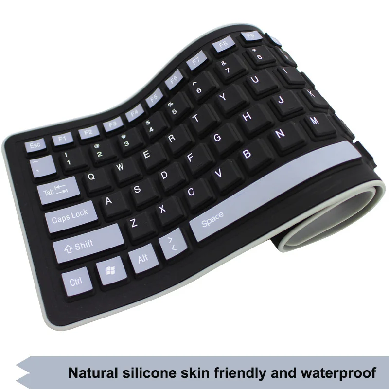 Flexible Computer Keyboard Silicone Mute USB Wired Waterproof  Folding Spanish Arabic Keyboard For Laptop PC Desktop Windows