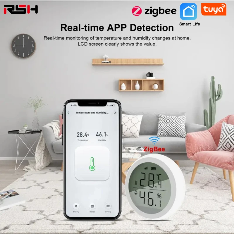 Tuya Smart ZigBee 3.0 Temperature Humidity Sensor Automation Scene Linkage Thermometer Detector Voice Control Alexa Google Home