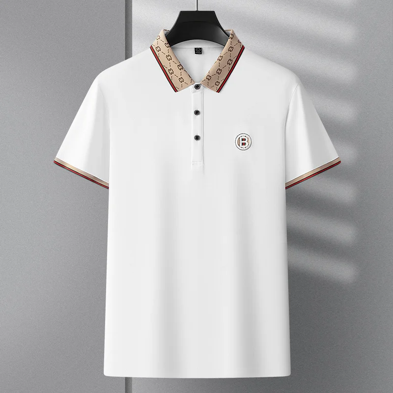 Hochwertiges Marken-Poloshirt mit kurzen Ärmeln, modisches Buchstabenprägungsdesign, Revers-T-Shirt, Sommer-Baumwoll-T-Shirt, atmungsaktiv, lässige Herrenbekleidung – Detail 13