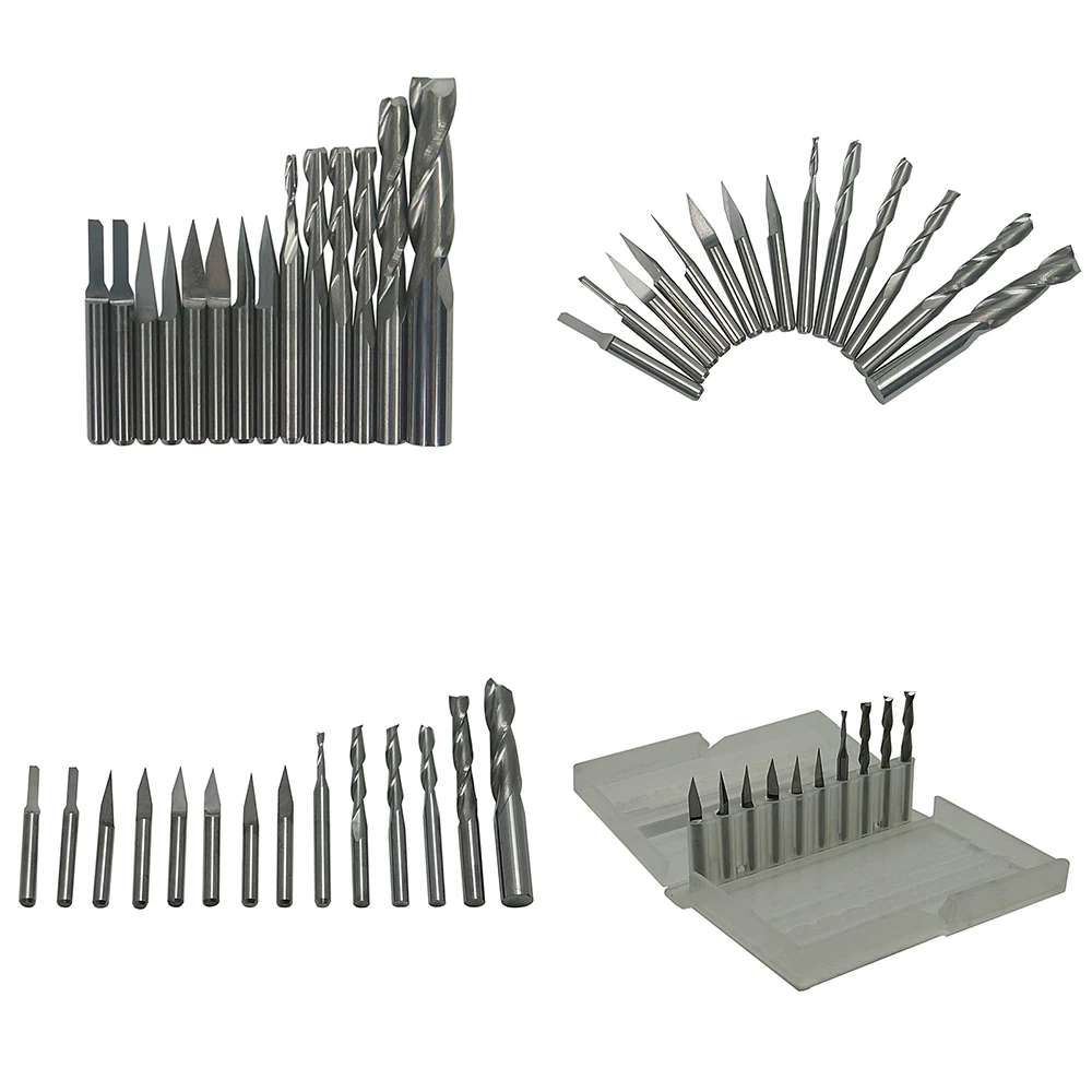 14 pcs 3.175 mm Drilling bits/ Tool bits Cutter Carving Knife for PVC,Wood,Acryl ,MDF,ABS Material Cutting view 3