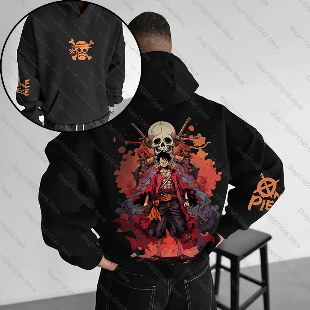 

ONE PIECE Anime Peripheral Long Sleeve Hoodie Sweatpants suit Men's and Women's Autumn and Winter Street Loose Sports Clothing