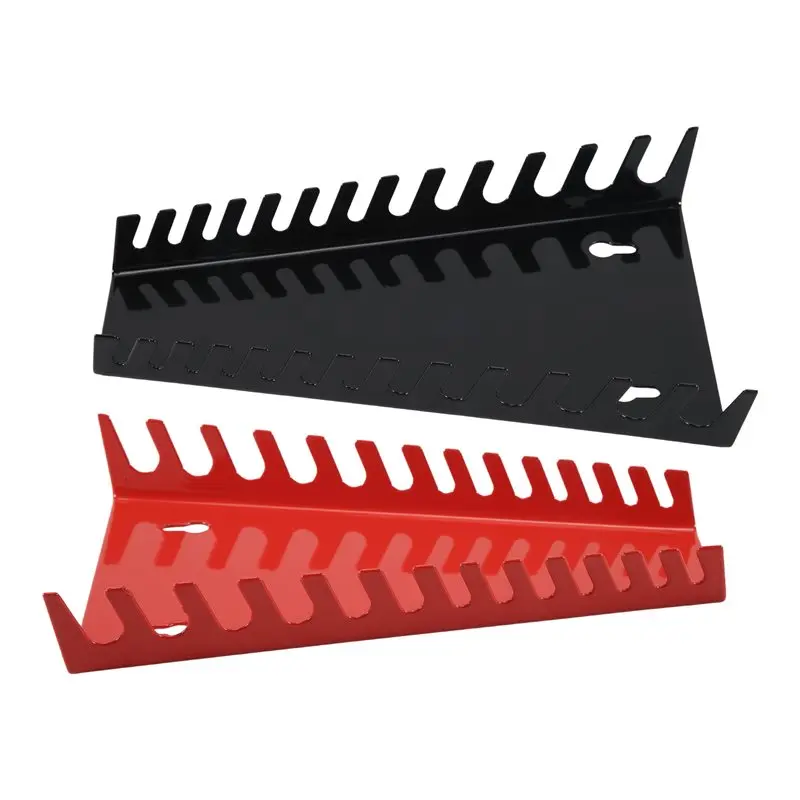 

A93Z 2 Pack Metal Wrench Organizer Premium Wrench Holder Tray Wall-Mounted Storage Solutions For Wrench 1 Red & 1Black