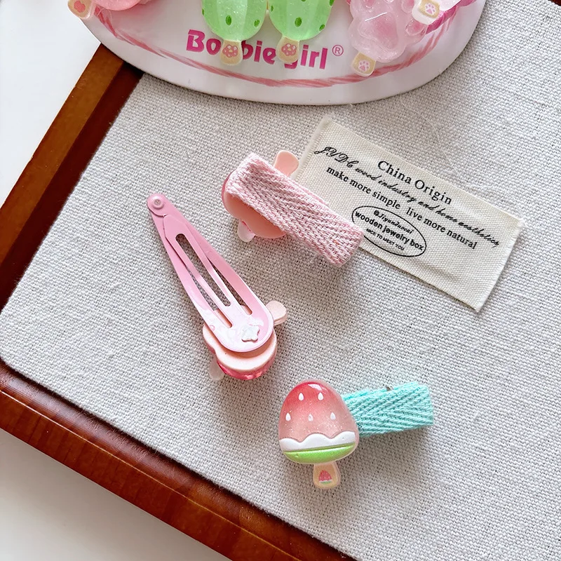 Hair Clips Ice Pop Fruit Cartoon Transparent Resin Necklace Hair Ties for Kids Cute Sturdy Lightweight Versatile Everyday