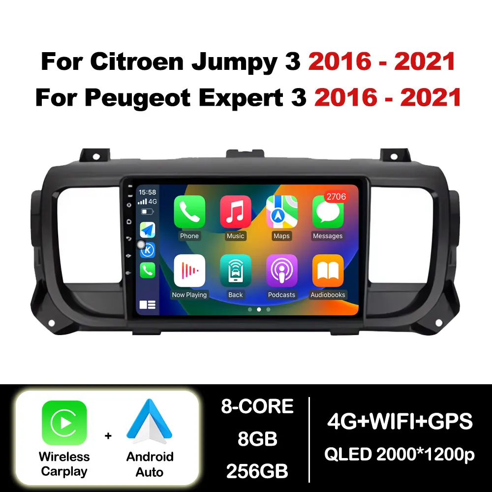 

Автомагнитола мультимедийный плеер Android авто для Citroen Jumpy 3 2016 - 2021 для Peugeot Expert 3 2016 - 2021 GPS навигация WIFI