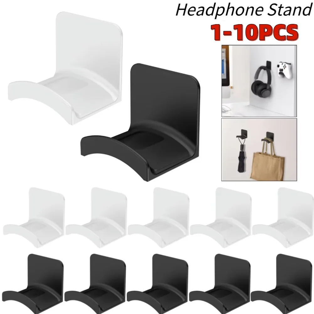 1-10PCS Universal Wall Mount Holder Adhesive Headphone Hanger Headphone Holder for Easy Damage-Free Wall Desk Or PC Mounting