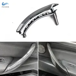 Car Interior Door Panel Handle Pull Handrails Trim Cover For BMW X5 X6 E70 E71 E72 2008 2009 2010 2011 - 2013 ABS Carbon Texture