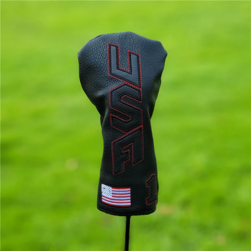 USA Skull Golf Club Headcover Wood Driver Fairway Hybrid 1 3 5 UT Set Waterproof PU Leather Protector Golf Accessories Cute Gift