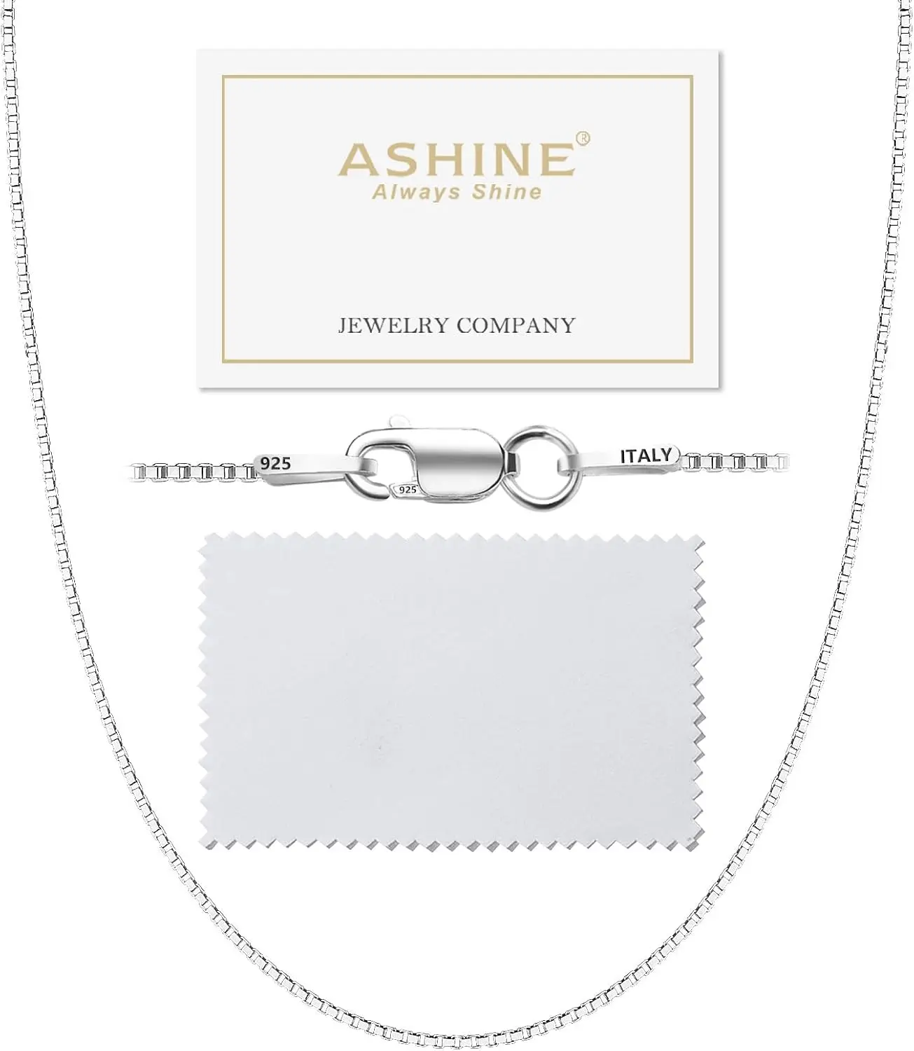 

Цепочка-бокс из стерлингового серебра 925 пробы Ashine для женщин, 1 мм/0,8 мм, сменная цепочка для кулонов, изящная и прочная.