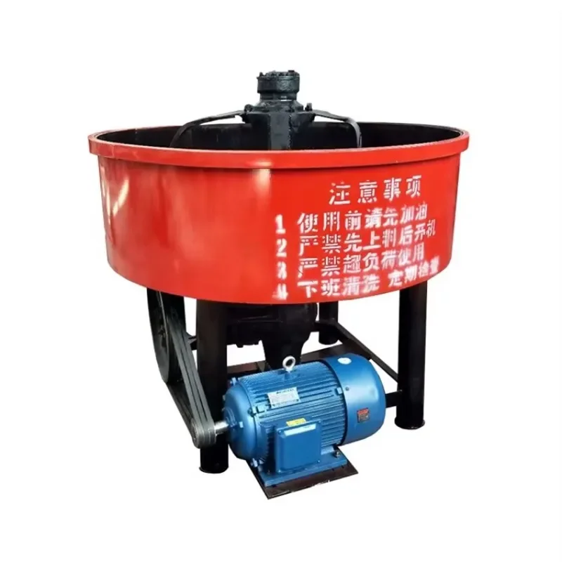 Die-sel Engine Concrete Pan Mixing Machine Vertical Stand Flat Mouth Cement Mixer for Construction Flat Mouth Concrete Mixer