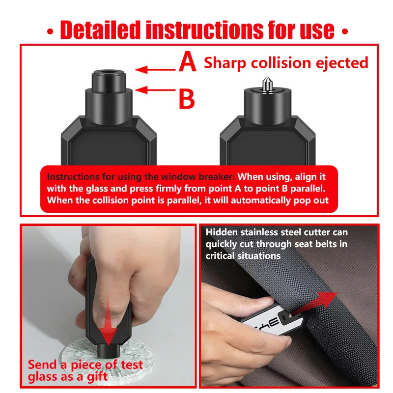 Emergency Escape Safety Hammer Car Window Breaker Seatbelt Cutter for BYD F3 E6 F0 G3 i3 EA1 Yuan Plus Atto3 Song Max Tang