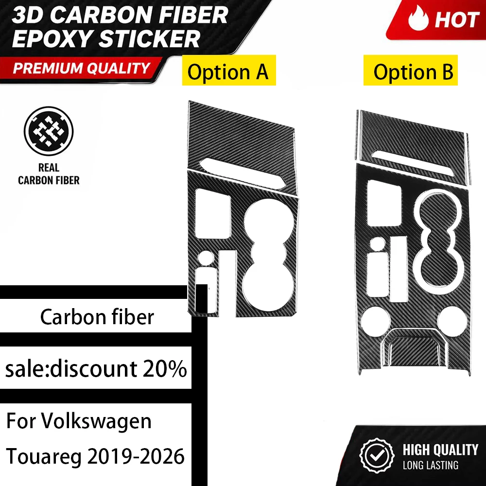For Volkswagen Touareg 2019-2026 Carbon Fiber Dashboard Air Vents Center Console Gear Shift Panel Trim cover Accessory Sticker