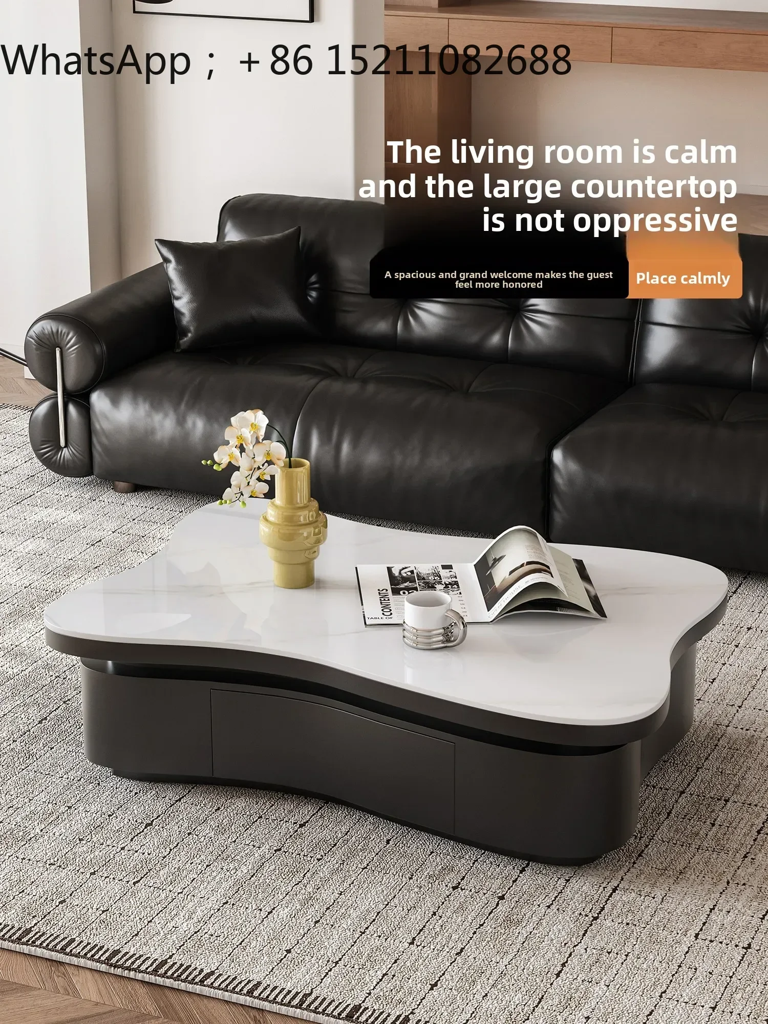 SCY artistic sense living room creative rock slab coffee table light luxury high-end small apartment household coffee table