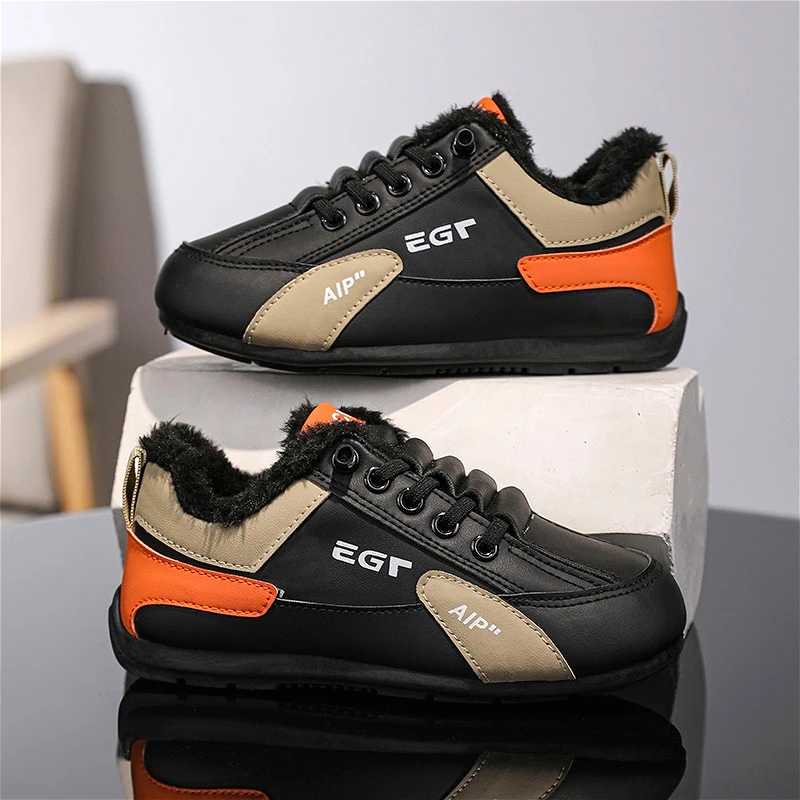 

Winter Childrens Cotton Shoes Plush Warm Fashion Pu Leather Outdoor Non-slip Kids Causal Shoes Luxury Boys Sneakers Size 30-39