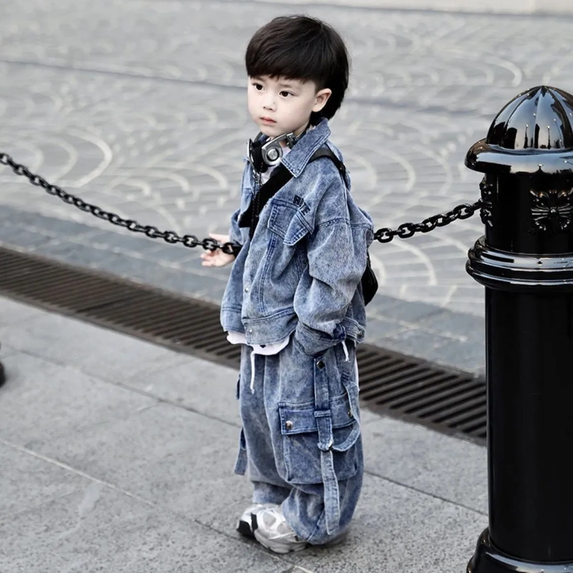 2PCS Boy Clothes Set Kids Denim Jacket and Cargo Jeans Spring Autumn Casual Suit Fashion and handsome Children's Outfit 2-8 Year