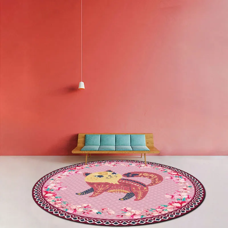 

Cartoon Cat Round Carpet 3D Print Carpet Anti-slip Mat Dining Room Living Room Soft Carpet Bedroom Decor Washable Round Carpets