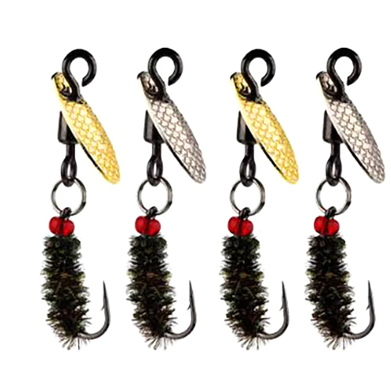 1/10PCS Micro Spin Glitter American Spin Loop Fly Hook Köder Haken Metall Angeln Köder Mini Glitter Gold silber Fly Spin Swing Köder