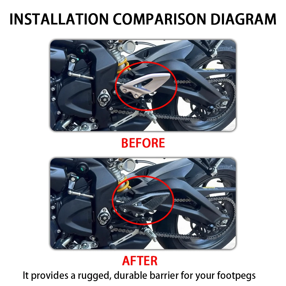 

Motorcycle Carbon Fiber Heel Guard Plate Footrest Weight Reduction Parts Fit For Triumph Street Triple 660 765 R RS 2016 - 2022