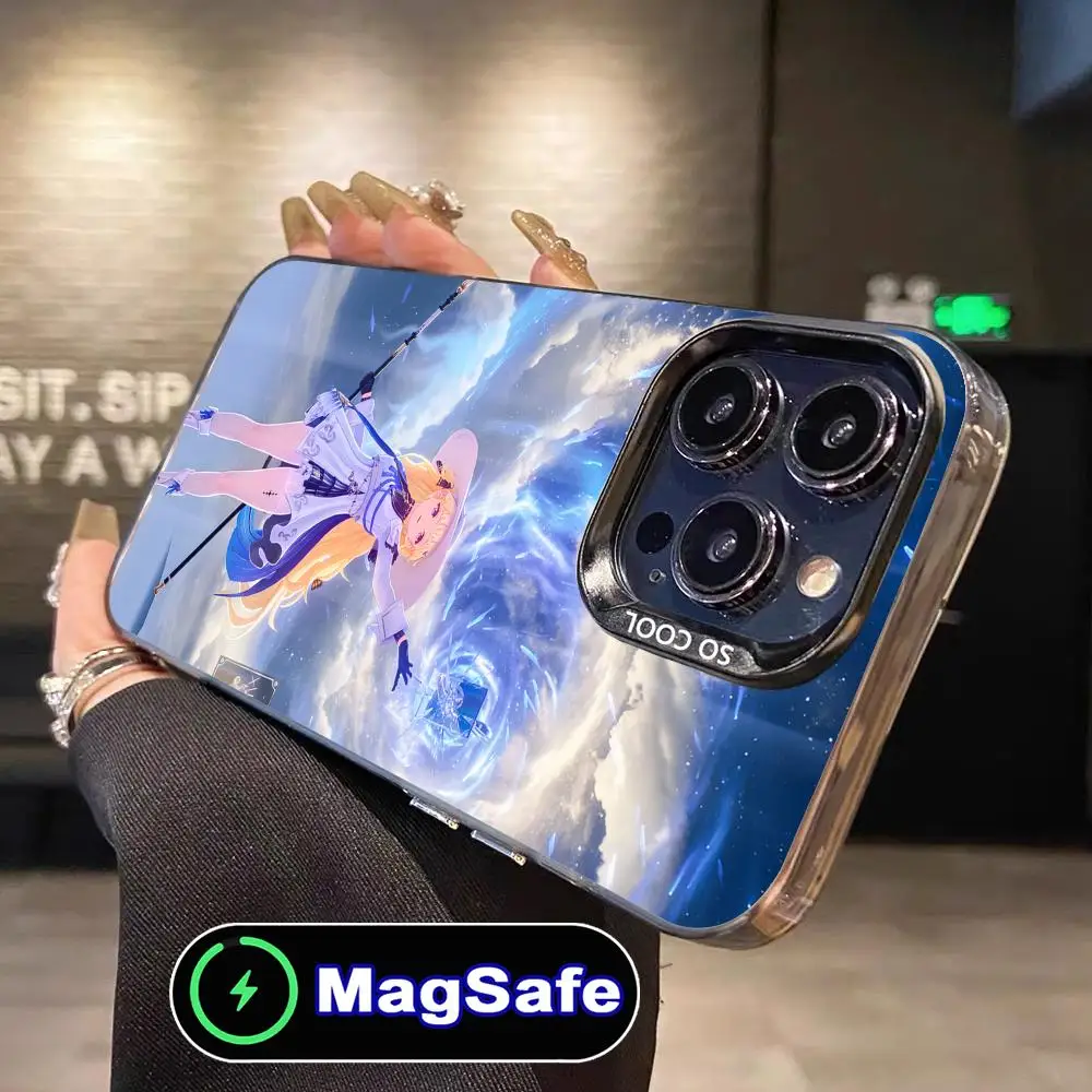 

Чехол для телефона Wuthering Waves Phoebe для iPhone 17, 16, 15, 14, 13, 12, 11 Air Pro Max Plus MagSafe, полупрозрачный цветной чехол для смартфона