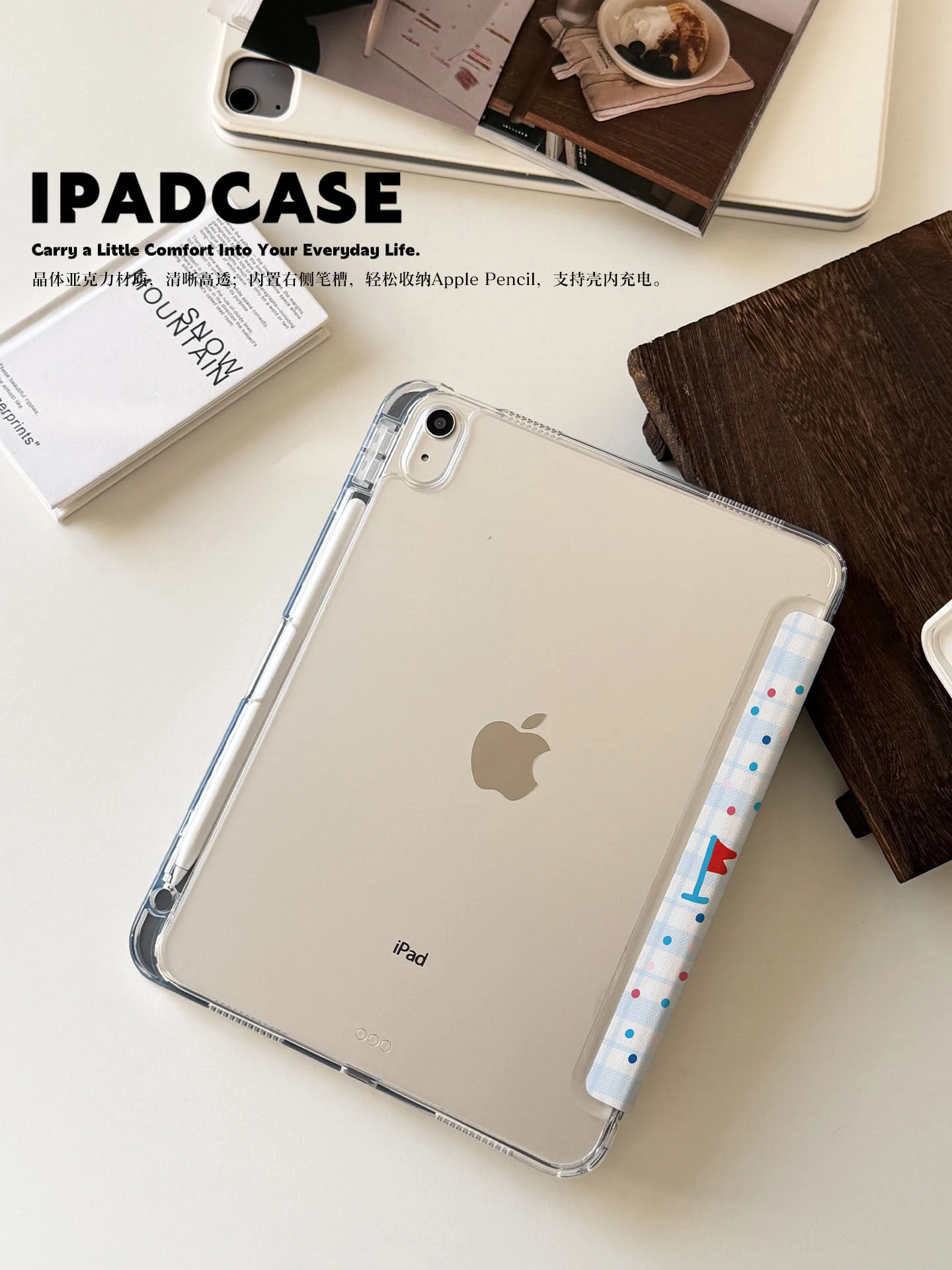 Cute Red Star Blue Plaid Tablet Case For iPad Pro 11 12.9 13 A16 M2 M4 M3 M5 Shell 10.2 5/6/7/8/9/10/11th Mini Air 3 4 5 6 Cover
