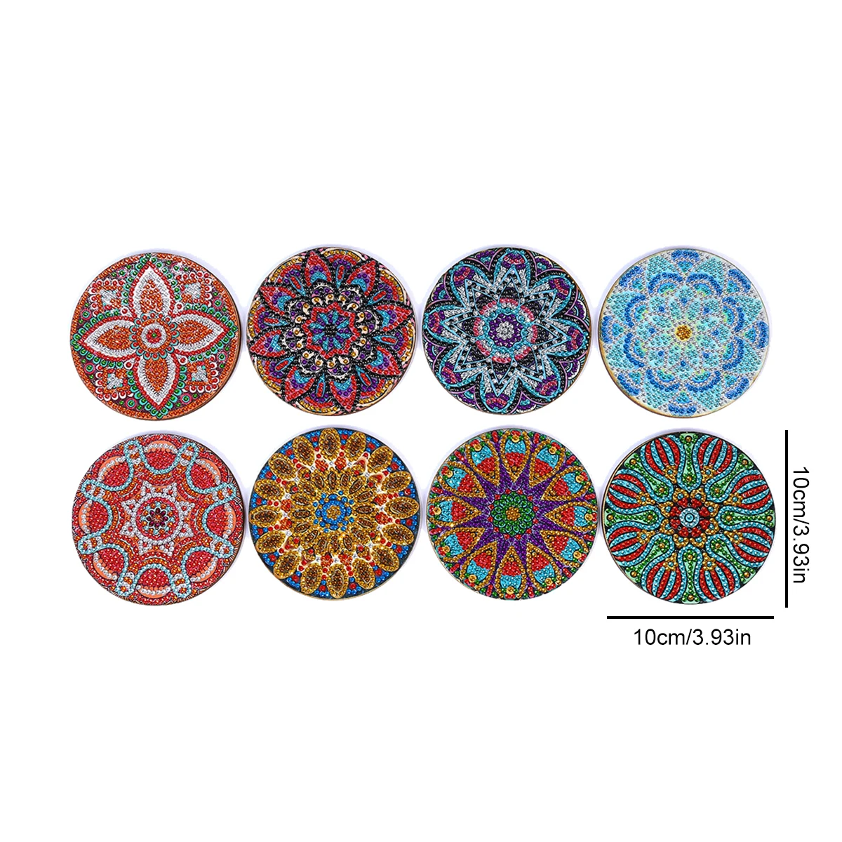 8PCS/Set Mandala DIY Diamond Painting Coaster Rhinestones Embroidery Coaster Cup Cushion with Rack Table Placemat Cup Mat Pad