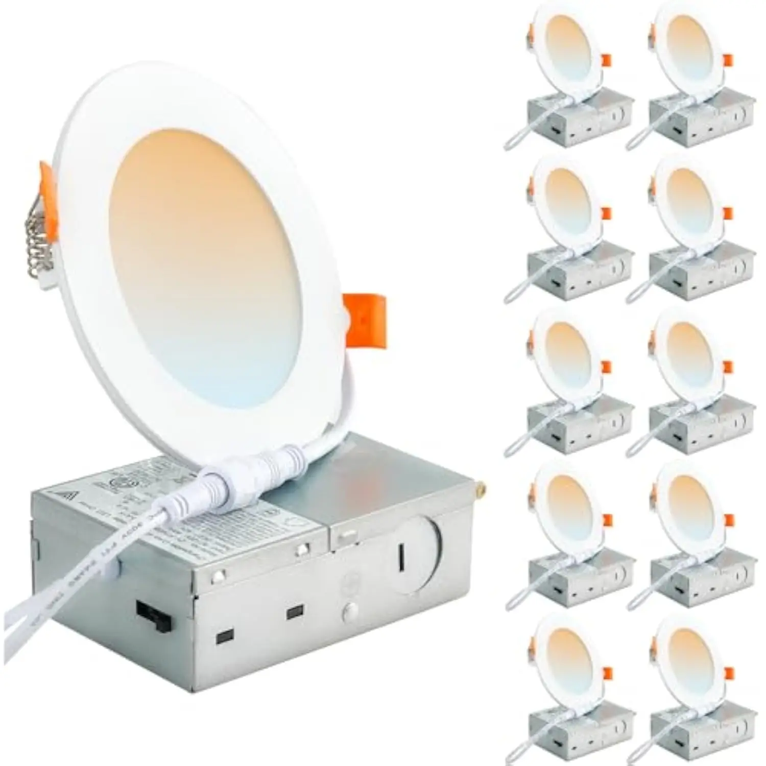 

Led Recessed Ceiling Lights: 1200Lm Brightness 5Cct Dimmable Canless Wafer Downlight for Living Room - 12 Pack 6 Inch Ultra-Th