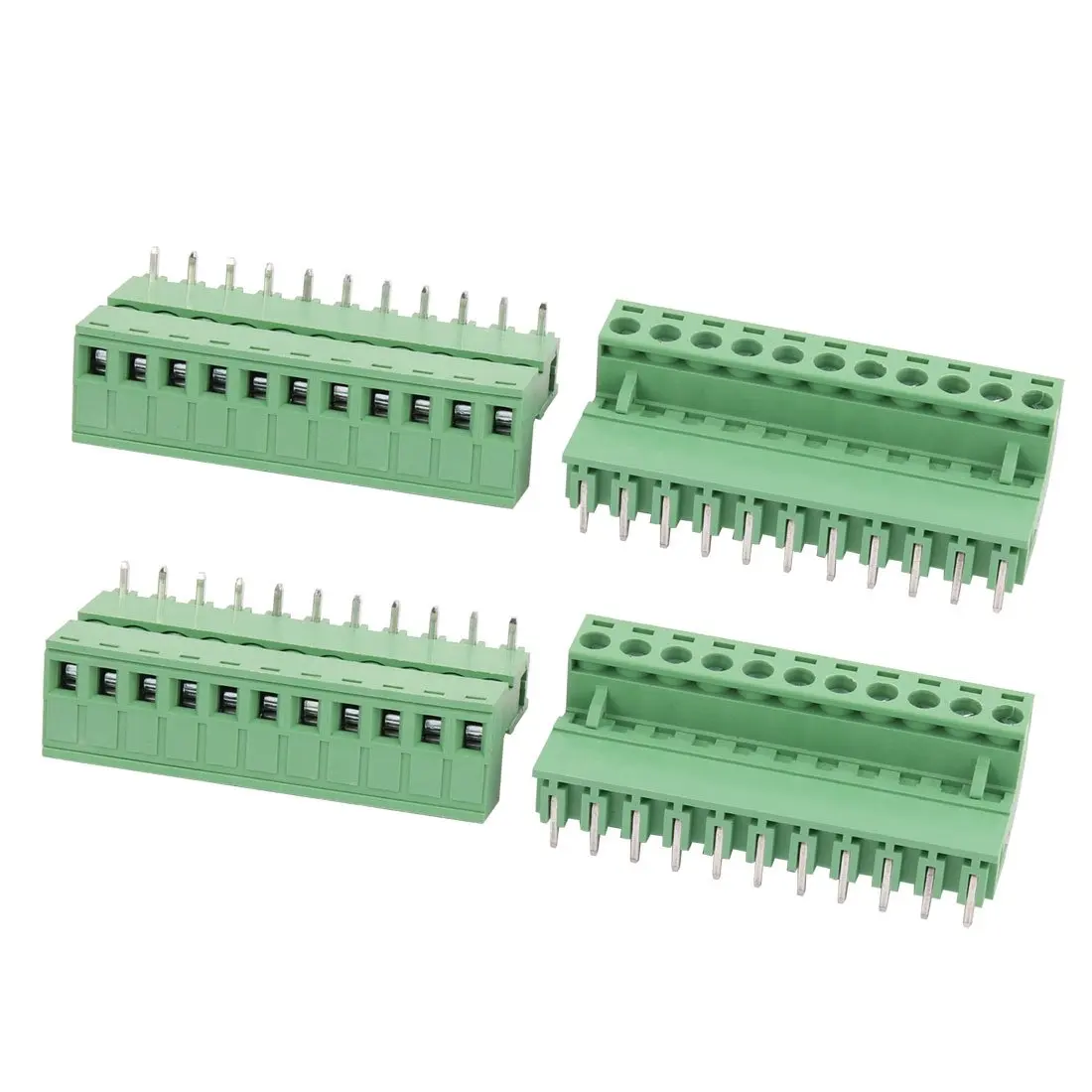 

Tcenofoxy 5.08mm Phoenix Connectors 4 Sets 300V 10A 5.08mm Pitch 11P Male Female PCB Screw Terminal Block Connector Green