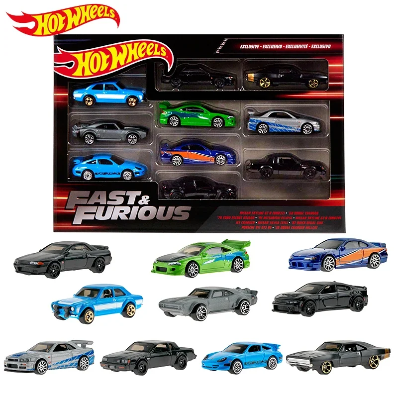 Genuine Hot Wheels Car Fast & Furious 10 Pack Voiture 1/64 Diecast Toys for Children Mitsubishi Eclipse Buick Regal Kid Boy Gift