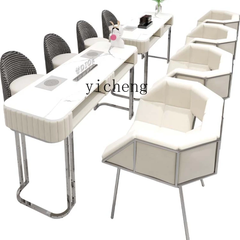 ZC Vacuum Cleaner Nail Table and Chair Suit Combination Single Double Three-Person Nail Table with Socket