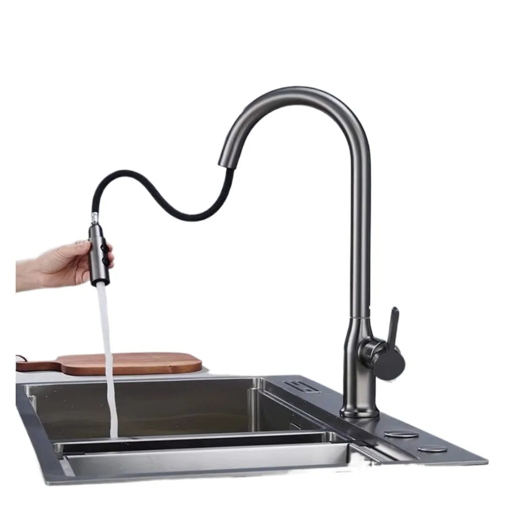 

*Kitchen pumping all copper sink hot and cold water vegetable basin sink faucet can be rotated