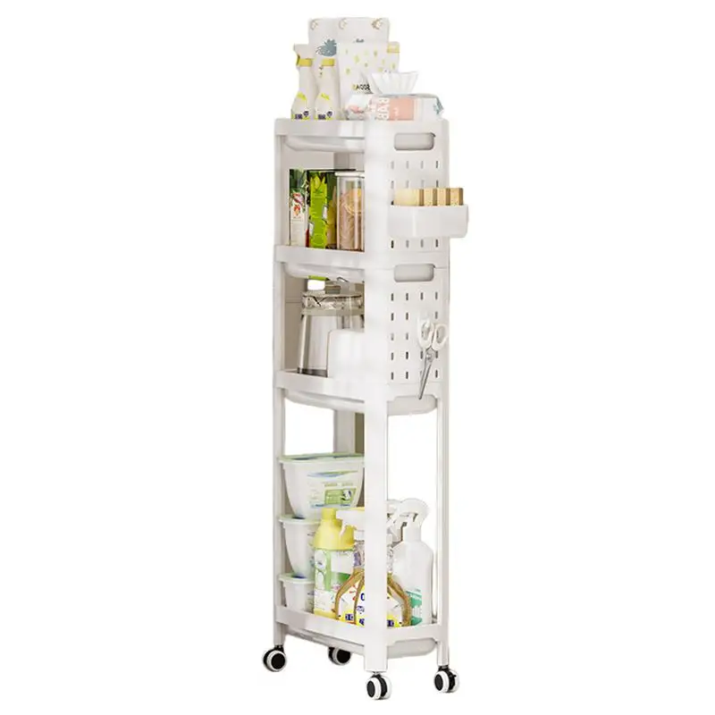 

Kitchen Rolling Utility Cart 4-Tier Small Utility Cart For Kitchen Movable Rolling Storage Shelf Classroom Books Storage Shelf