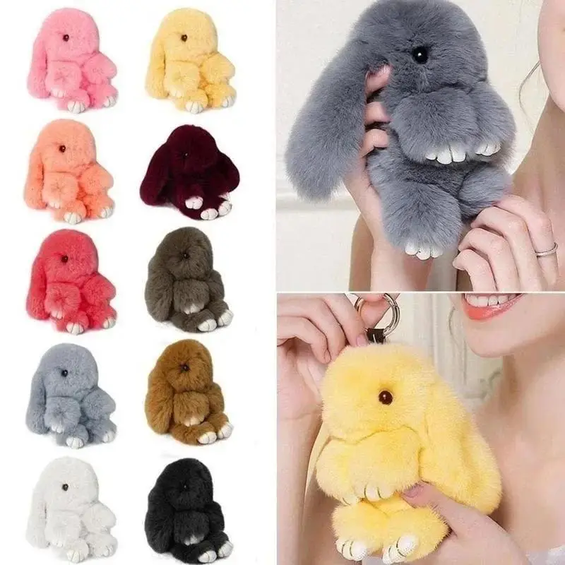 Multiple Colors Cute Soft Plush Rabbit Keychain Portable Fluffy Rabbit Pendant For Purse/Backpack Cute Gift For Kids & Girls