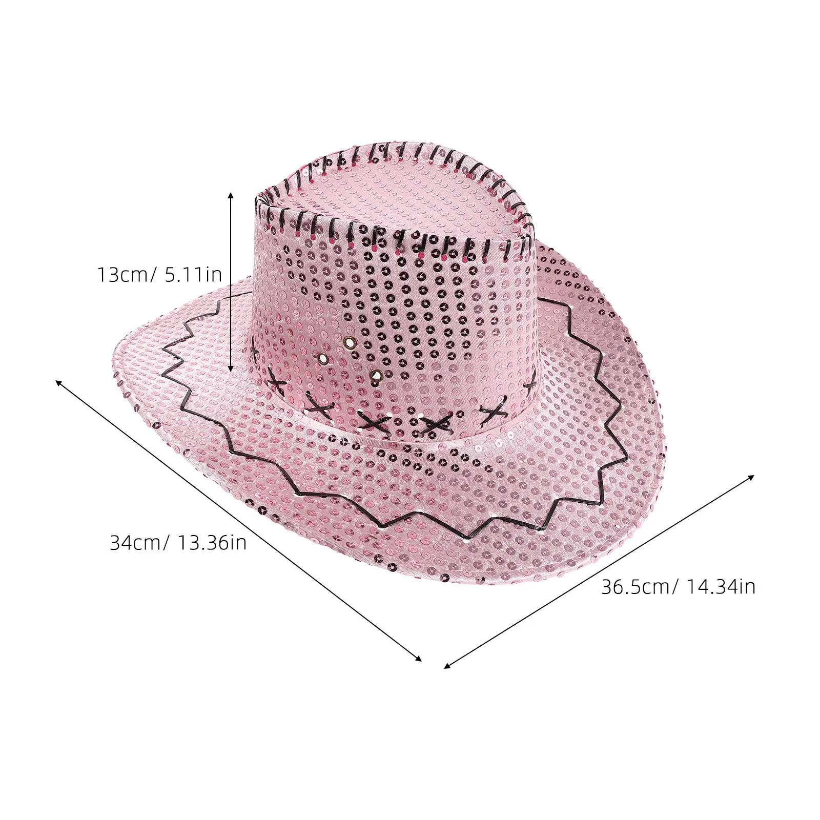 5Pcs Sparkly Sequin Cowboy Hat Set Wide Brim Glitter Cowgirl Party Hats for Western Themed Weddings Bachelorette Outdoor