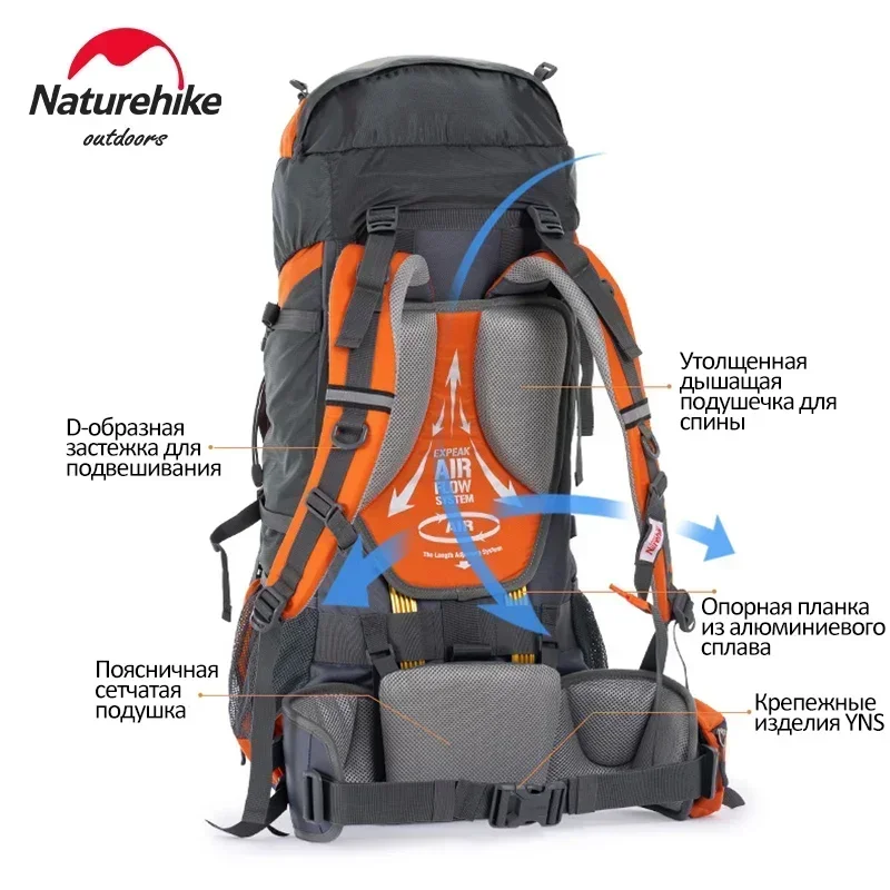 Naturehike Rugzak 70l Bergsporttas Man Rugzak Buiten Wandelen Rugzak Waterdichte Reistas Grote Capaciteit Rugzak