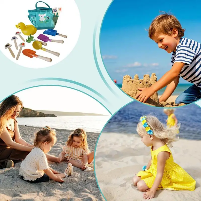 Sand Beach Toys 9X Travel Sand Toys Digging Tools Kit for Pool Garden Vacation Funny Activities for Boys Girls Ages 3